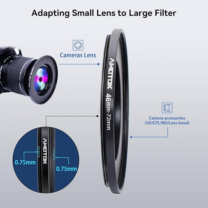 46mm Lens to 72mm Camera Lens Adapter, 46mm to 72mm Filter Step-Up Adapter Ring - Image 4
