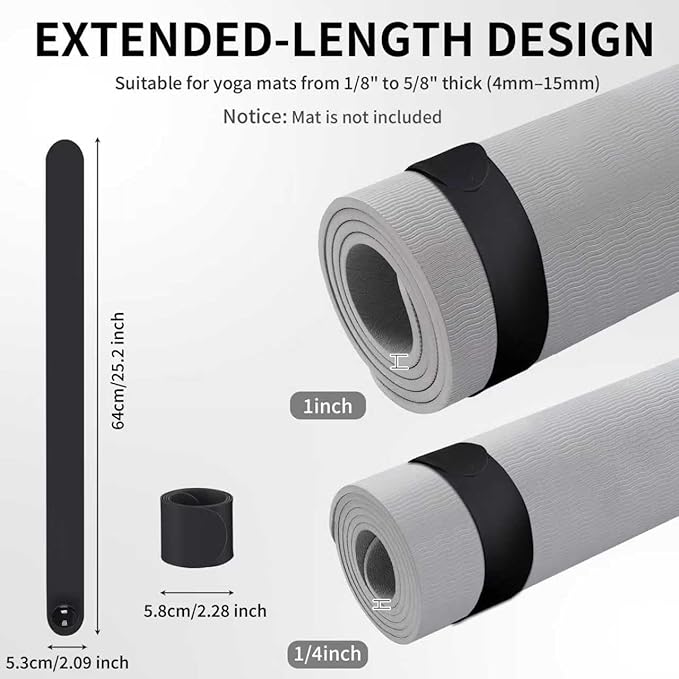 25" Yoga Mat Strap | Slap Band Holder for Carrying and Storage Mats | Rolled Scrunchie Yoga Essential Accessory-FlexoryFit