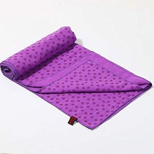 IBL-Yoga Towel, Hot Yoga Mat Towel - Sweat Absorbing Non-Slip for Hot Yoga, Pilates and Workout, 24x72 inches with Grip Dots (Purple)-FlexoryFit
