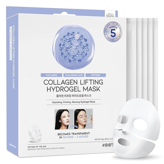 #OOTD Collagen, Hyaluronic Acid & Peptides for Elasticity, Hydration, and Firming. Lifting Hydrogel Sheet Mask - Face Mask (5pcs)-FlexoryFit