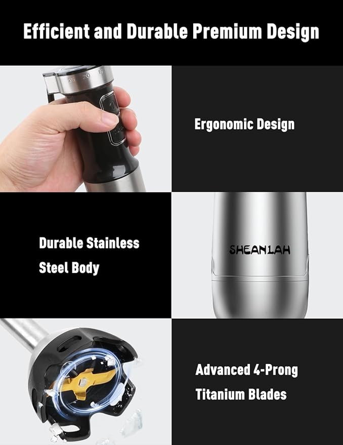 1000W Powerful Immersion Blender handheld, 2025 New Update Hand Blender with 25-Speed, Scratch-Resistant Corded Hand Mixer with Heavy-Duty Copper Brushless Motor and Gift Box-FlexoryFit