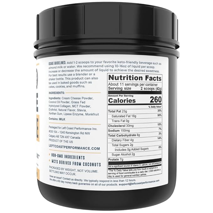 16oz Cheesecake Keto Meal Replacement Shake - Low Carb Keto Protein Powder Mix, High Fat Protein Shake with MCTs from Coconut Oil Powder, Collagen Peptides and Real USA Cream Cheese - 2 Net Carbs-FlexoryFit