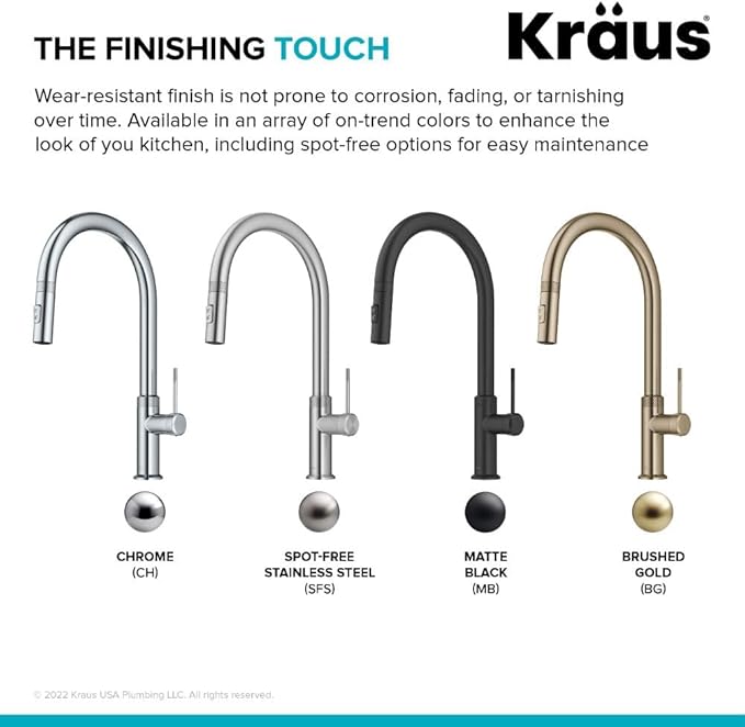 KRAUS Oletto Modern Industrial Pull-Down Single Handle Kitchen Faucet in Matte Black, KPF-2654MB
