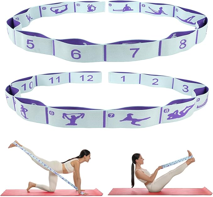 Elastic Yoga Stretching Strap with Loops, CEILIWEN Stretch Straps For Physical Therapy, Pilates Stretch Band, Elastic Exercise Bands, Leg Stretching Strap, Stretch Resistance Bands For Exercise-FlexoryFit