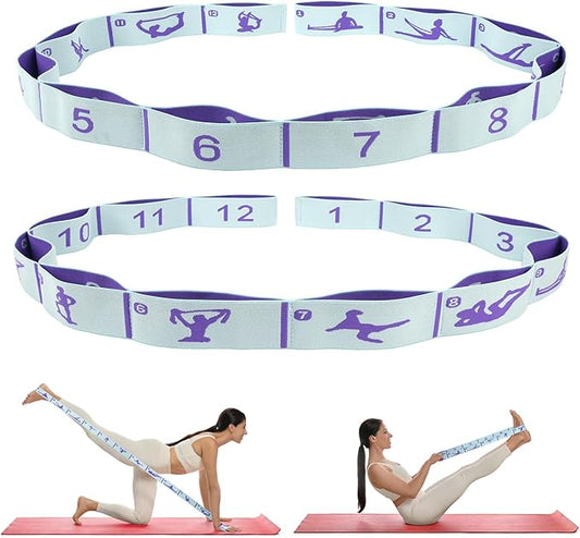 Elastic Yoga Stretching Strap with Loops, CEILIWEN Stretch Straps For Physical Therapy, Pilates Stretch Band, Elastic Exercise Bands, Leg Stretching Strap, Stretch Resistance Bands For Exercise-FlexoryFit
