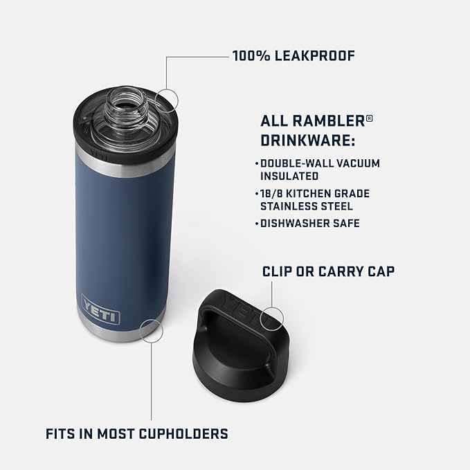 YETI Rambler 18 oz Bottle, Vacuum Insulated, Leakproof, Stainless Steel with Chug Cap, Black Forest Green