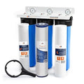 Aquaboon 3-Stage Whole House Water Filter System with 20x4.5 Sediment, Anti-Scale, Carbon Block Filters, Pressure Gauges & Release, Wrench, Bracket