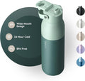 LARQ Bottle Swig Top 23oz - Insulated Stainless Steel Water Bottle With Built-In Silicone Handle | BPA Free | Reusable Water Bottle for Sports, Gym, and Travel, Eucalyptus Green