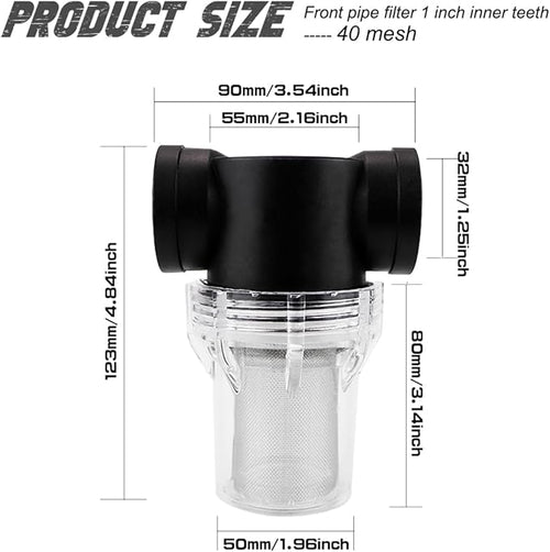 1 Inch Sediment Filter Pressure Washer Filter - 40 Mesh Stainless Steel Garden Hose Filter with Female Thread for Outdoor Gardening, RV Water System & Inlet Water Filtration