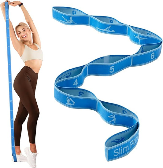 Slim Panda Stretch Strap, Dance Stretch Bands Flexibility, Elastic Yoga Stretching Strap with 9 Loops for Physical Therapy, Pilates, Yoga, Ballet, Gymnastics Stretching Bands for Exercise-FlexoryFit