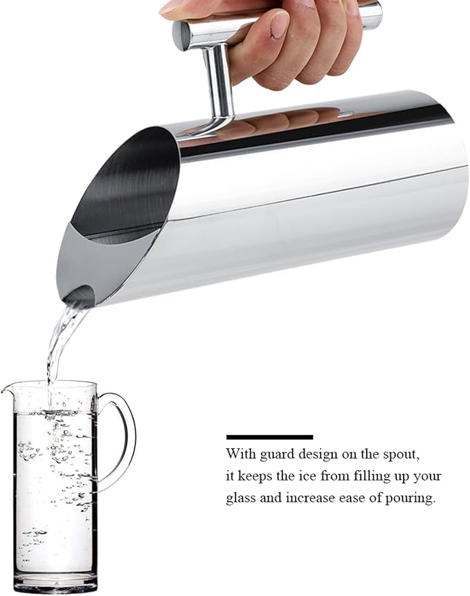 Stainless Steel Water Pitcher Jug with Ice Guard - 1L Cold Drinking Water Carafe with Handle for Home & Hotel