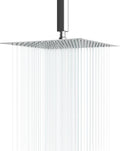 Lordear 12 Inch Square Shower Head Polish Chrome Solid Ultra Thin 304 Stainless Steel Rain Setting Shower Heads,Waterfall Full Body Coverage with 144 Silicone Nozzles