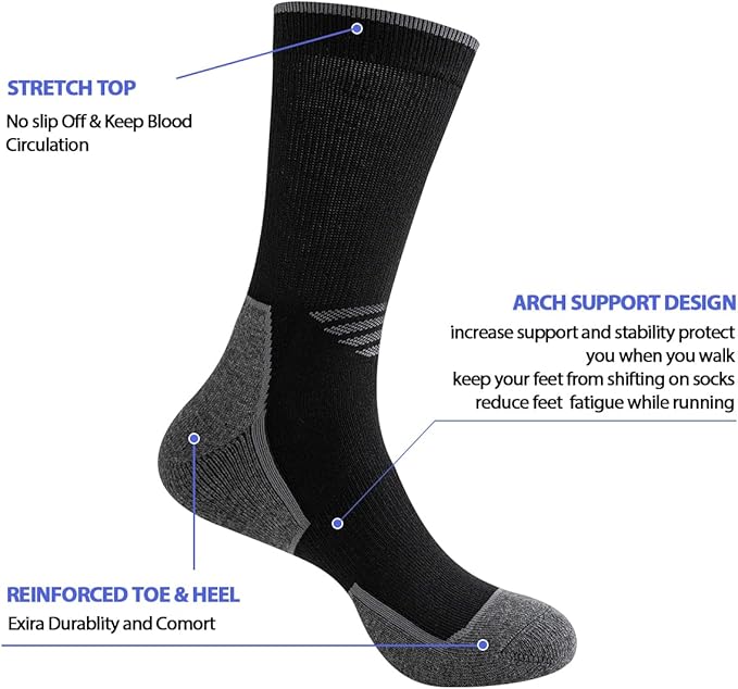 JOYNÉE 5/10 Pairs Mens Lightweight Athletic Crew Socks Cushioned Breathable Long Socks for Sports Running-FlexoryFit