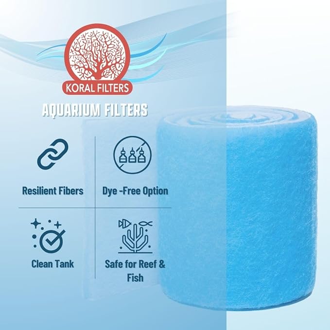 Premium Aquarium Filter Media Pad - Cut-to-Fit Roll, Fresh and Saltwater Safe, Blue & Dye-Free Options, Made in USA (Blue Bonded, 12"x120" (10 ft) x0.75)