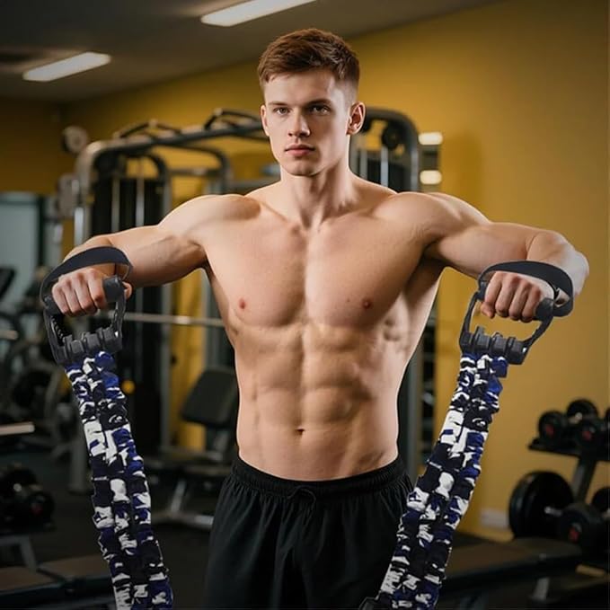 Natural Latex 3-Hole Resistance Stretcher, 2025 New Chest Expander Stretch Bands for Men, High Elasticity & Tear Resistant Exercise Bands with Handles, Full-Body Basic Training-FlexoryFit