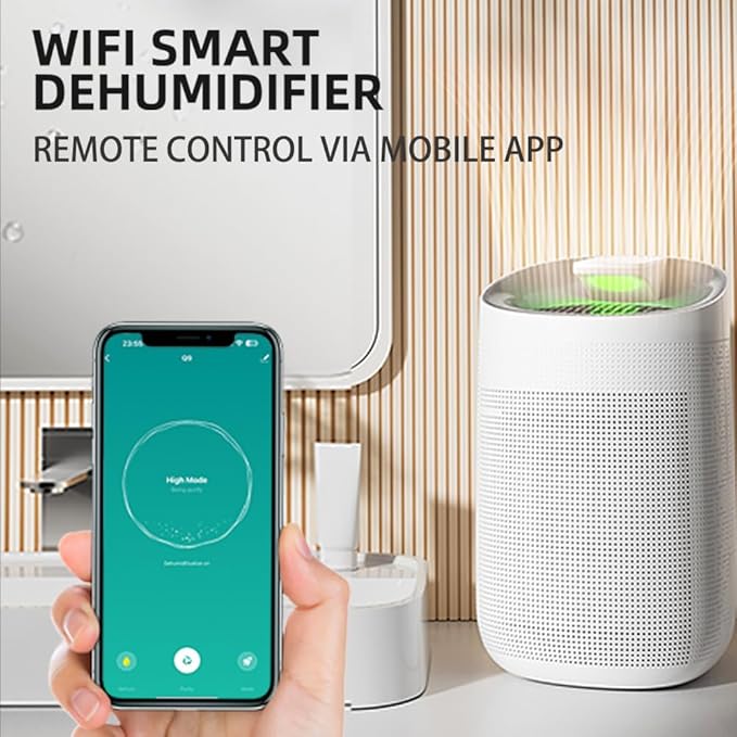 1000ml Air Dehumidifier w/Purifying Function for Home (800 Sq.Ft), Small Dehumidifiers with WIFI APP Control, Auto Shut Off, True HEPA Filter, Ideal for Closet Bedroom Bathroom 2 Filter