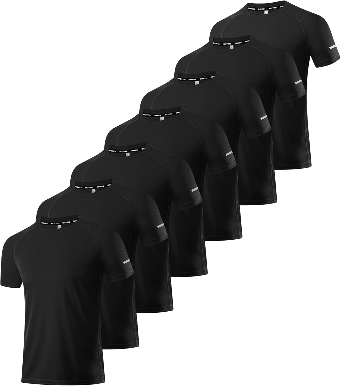 Boyzn 1, 3, 5 or 7 Pack Men's Workout Running Shirts, Dry Fit Moisture Wicking T-Shirt, Gym Athletic Short Sleeve Tee Shirts