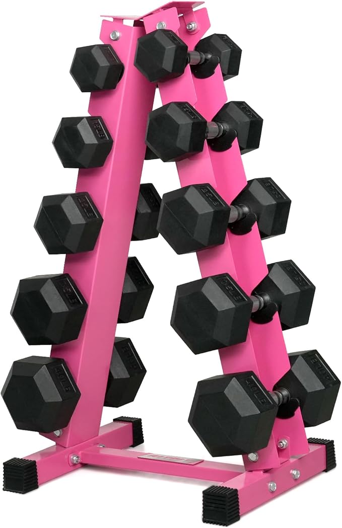 RitFit 250LB/300LB Rubber Hex Dumbbell Sets with Weights Rack, Multiple Color Choices Available, Great Gym Equipment for Home, Strength Training, Workouts-FlexoryFit