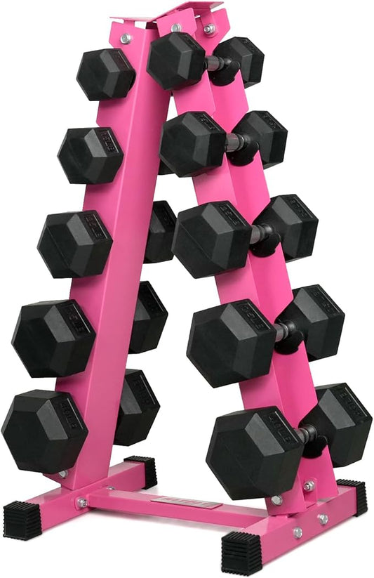 RitFit 250LB/300LB Rubber Hex Dumbbell Sets with Weights Rack, Multiple Color Choices Available, Great Gym Equipment for Home, Strength Training, Workouts-FlexoryFit