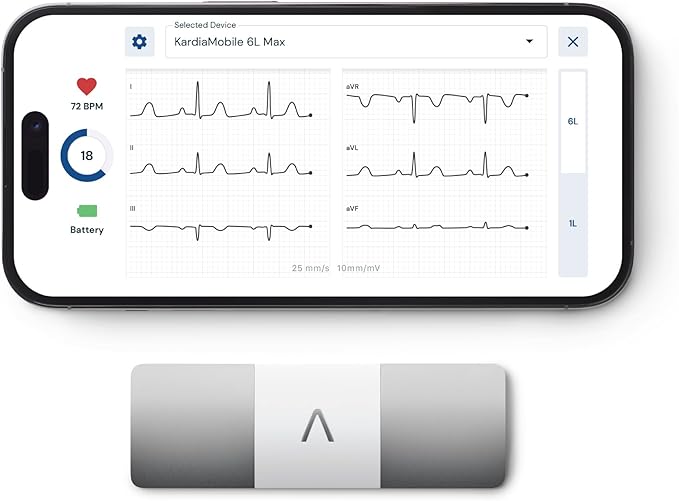 KardiaMobile 6L Max with 12-Month Subscription | 6-Lead Personal EKG Monitor | Heart Health Membership | Detects AFib & Irregular Arrhythmias | Easy Results in 30 Seconds | Works with Smartphones-FlexoryFit