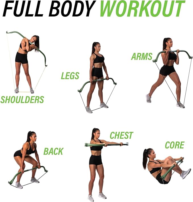 Lite Gorilla Bow Portable Home Gym Resistance Bands and Bar System for Travel, Fitness, Weightlifting and Exercise Kit, Full Body Workout Equipment Set-FlexoryFit