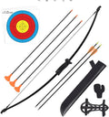 Recurve Bow and Arrow Set Outdoor for Children Youth Junior Archery Beginner Training Includes 2 Types 5 PCS Arrows, Armguard, Quiver, Target Face and Finger Tab