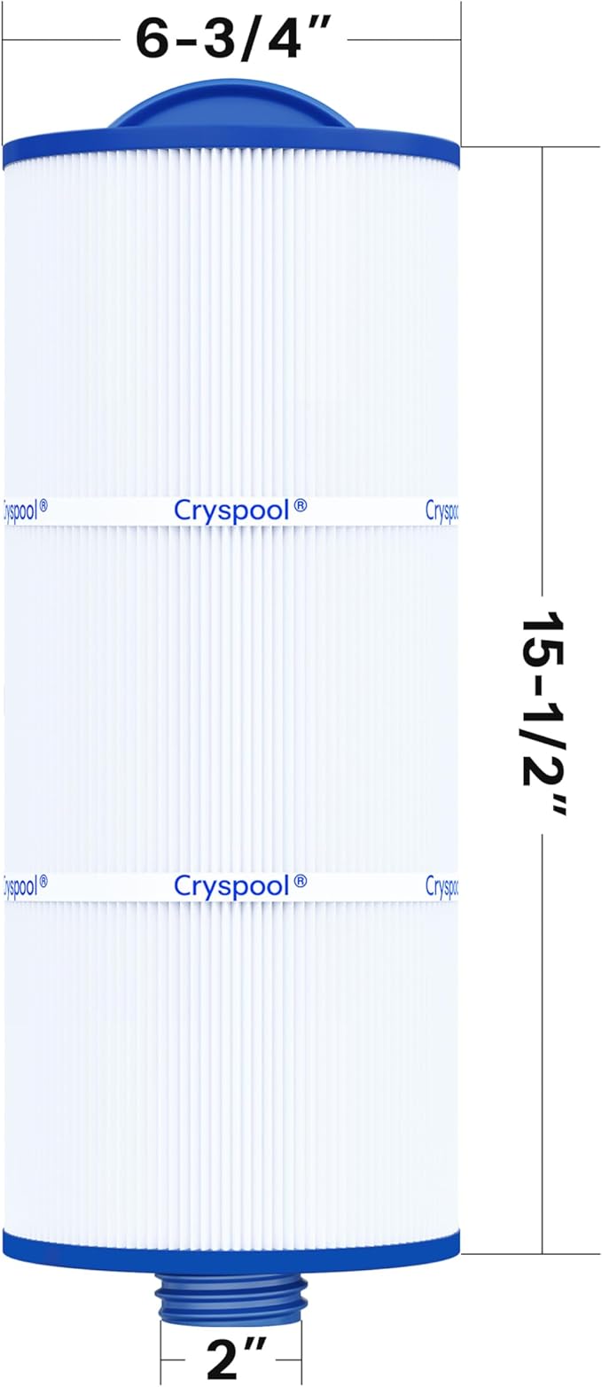 Cryspool® 06046 Filter Compatible with J-300, J400, 6CH-960, FC-2800, PJW60TL-F2S, Premium, Closed Handle(Not Removable Tops), 60 Sq. Ft Spa Filter Cartridge, 2 Pack