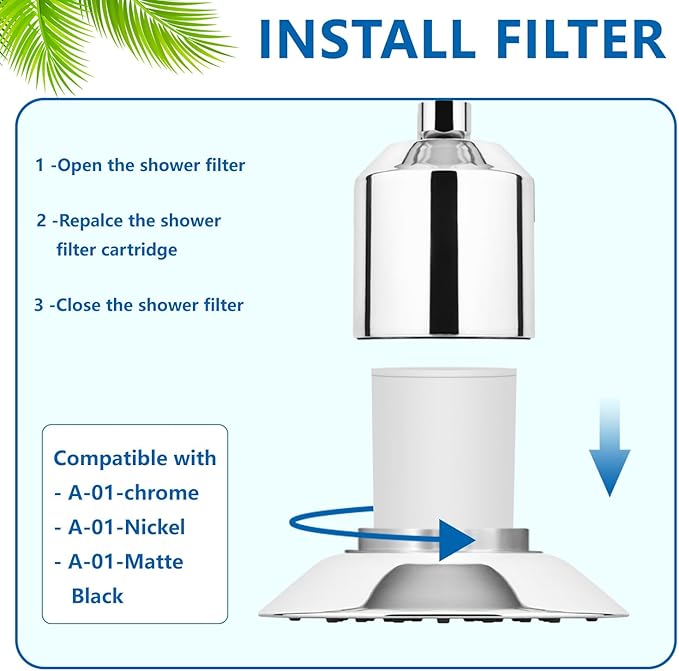 Muvxeznli（A-01）Replacement Shower Filter Cartridge Compatible with Afina Filtered Shower Head,Water Softener Filter for Hard Water Reduce Chlorine and Harmful Substances（4Pack）