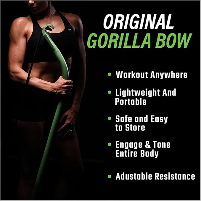 Lite Gorilla Bow Portable Home Gym Resistance Bands and Bar System for Travel, Fitness, Weightlifting and Exercise Kit, Full Body Workout Equipment Set-FlexoryFit