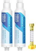 AQUA CREST Inline Water Filter, Dedicated for Car Washing, Window & Yard Cleaning, Effectively Reduce Hard Water Spots, Soften Water, Upgraded Formula, 2 Pack with Hose Protector