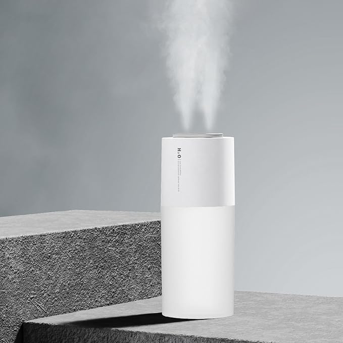 Double Spray Humidifier Large Fog Volume USB Portable Desktop Humidifier for Car Office Home Plastic 400ml Water Tank (White)