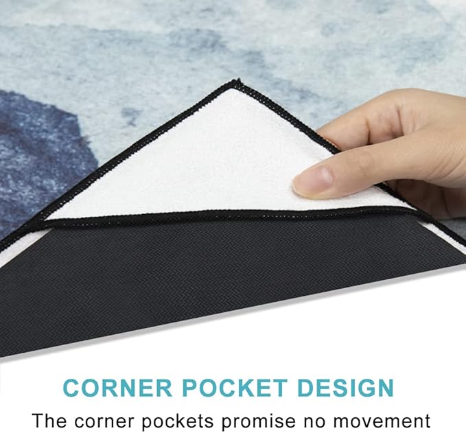 QiyI Yoga Mat Towel with Corner Pockets, Non Slip Sweat Absorbent Hot Yoga Towels, Soft Yoga Blankets with Travel Bag, Skidless Mat Cover for Workout, Gym, Fitness - 70"x26", Watercolor Mountain-FlexoryFit