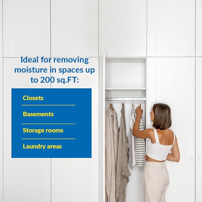 HUMYDRY® - Pack of 12 Hanging Dehumidifier Bags - Moisture Absorbers - 15.9 oz - Unscented - For Spaces Up to 200 sq. FT