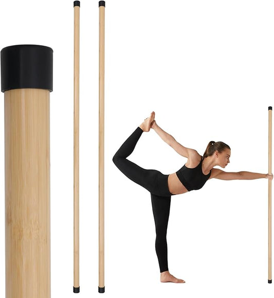 Yoga Stick, 5ft Exercise Stick for Mobility, Stretching Stick with Non-Slip Ends, Exercise Dowel for Pilates, Balance Pole and Stretch Bar for Stretching Equipment-FlexoryFit