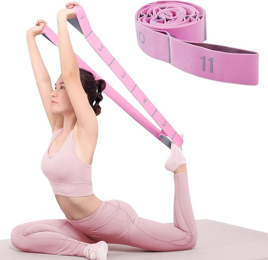11 Loops Stretch band - Yoga, Pilates, Ballet, and Physical Therapy Stretching strap for Flexibility, Leg Stretching, and Exercise - Durable Stretching equipment for Dance and Fitness-FlexoryFit