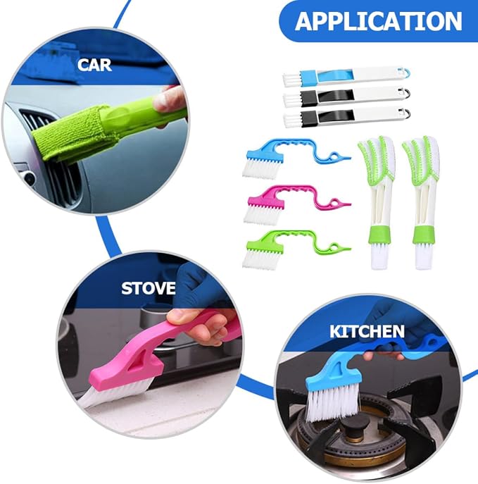 UPKOCH Window Groove Cleaning Brush Set 8pcs Window Gap Scrubber Brushes Dust - Image 3