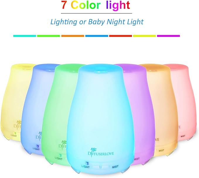 Diffuserlove Diffuser 2 Pack Essential Oil Diffuser 200ML Remote Control Ultrasonic Aromatherapy Diffuser Mist Humidifiers for Bedroom Office Yoga