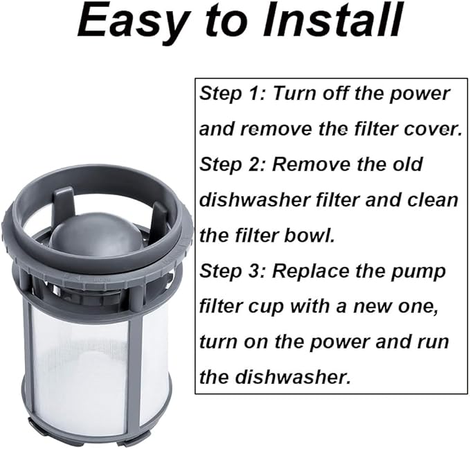 Plastic Dishwasher Filter Replacement W10872845, Efficient Filtration, Easy to Install & Maintain, Compatible with Whirlpool Models WDT730PAHZ0, WDF520PADM7, WDT750SAHZ0 & More