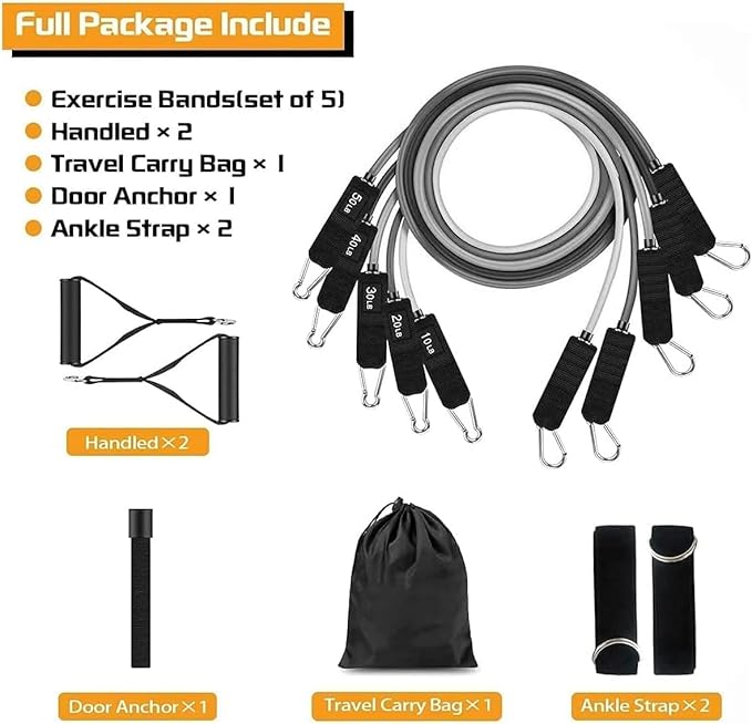 VEICK Resistance Bands, Exercise Bands for Working Out with Handles, Elastic Workout Bands for Men Women, Exercising Bands for Strength Training Equipment at Home Gym-FlexoryFit