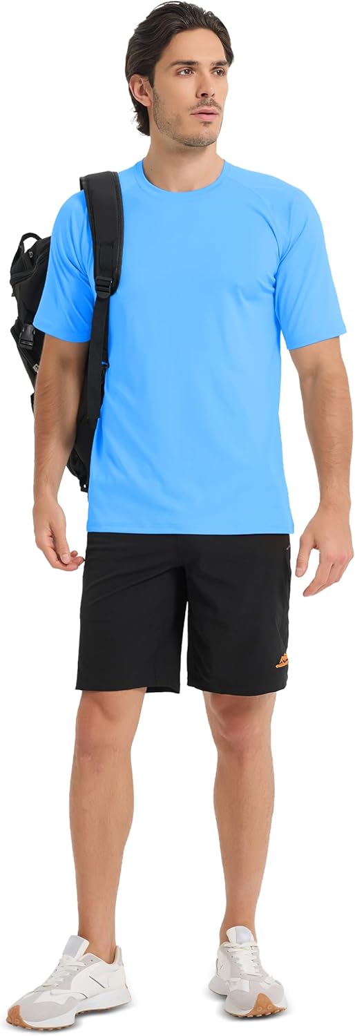 MAGCOMSEN Men's Short Sleeve UPF 50+ Sun Protection Shirts Quick Dry Athletic T-Shirt Hiking Running Swimming Rash Guard
