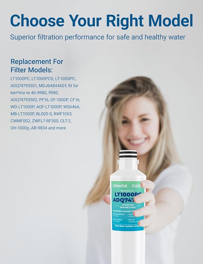ADQ747935 Water Filter Replacement for LG LT1000P/PC/PCS ADQ74793501 ADQ74793502 MDJ64844601 LMXS28626S LRFLC2706S LFXS26973S LT-1000PC LFXC22526S LHFS28XBS LHFS28XBS Water Filter | 3pack | Cobectal