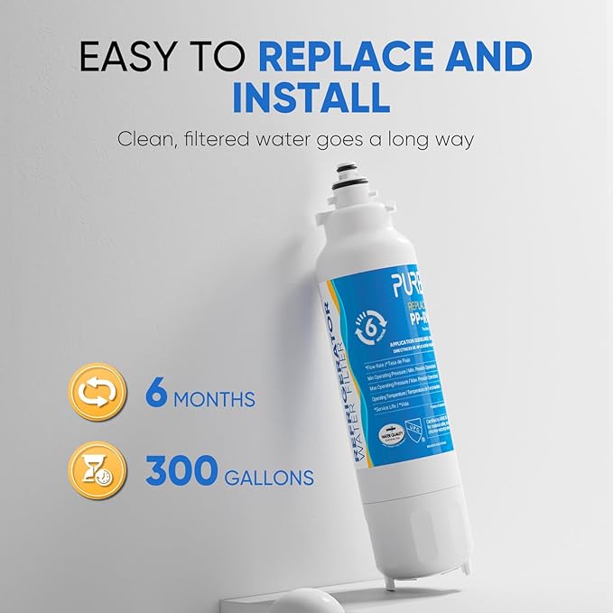 PUREPLUS Replacement for ADQ73613401, LG® LT800P®, LT800PC, ADQ736134, ADQ73613402, LSXS26326S, LSXS26366S, LSXS26366D, LMXC23746S, 46-9490, Refrigerator Water Filter and LT120F® Air Filter, 3 Combo