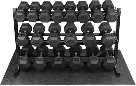 WF Athletic Supply Rubber Encased Hex Dumbbells with Rubber Grip Contoured Handle for Muscle Toning, Strength Building & Full Body Workout-FlexoryFit