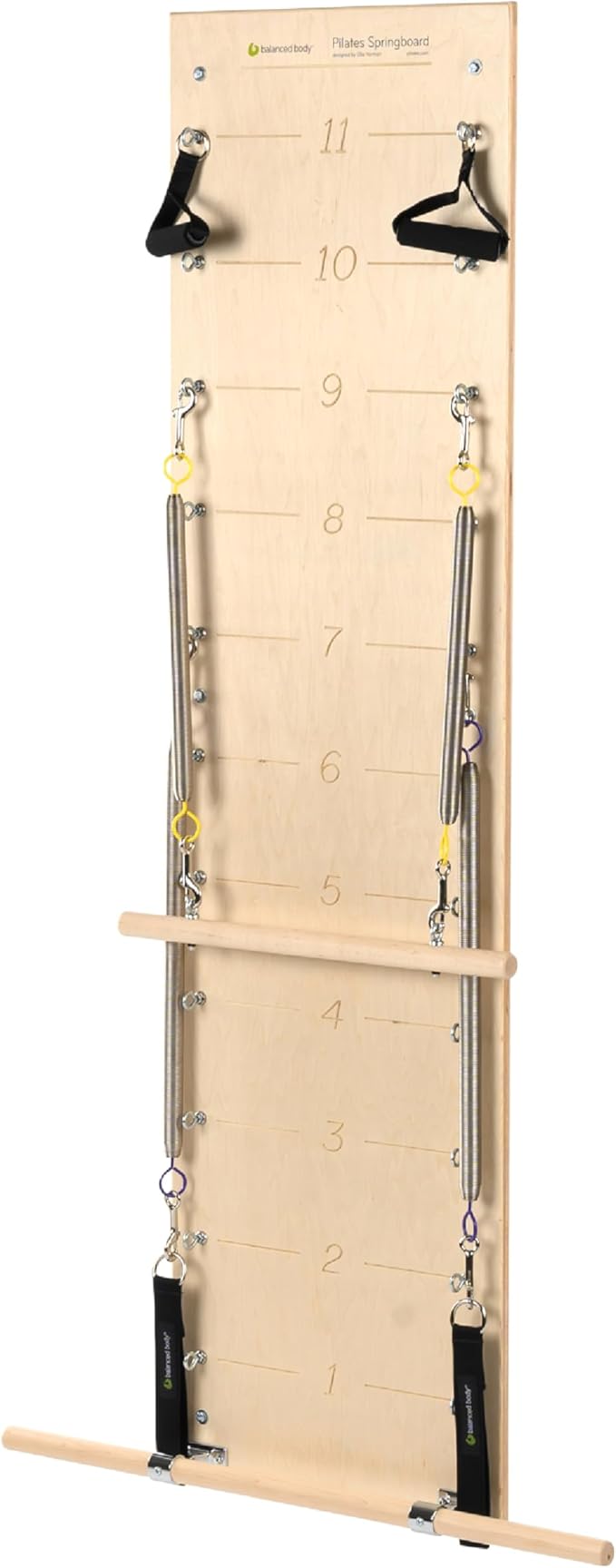 Balanced Body Pilates Springboard with Push-Through Bar, Wall Mounted Pilates Workout Equipment for Home Gym or Studio Use, Pilates Exercise Equipment with Resistance Springs-FlexoryFit