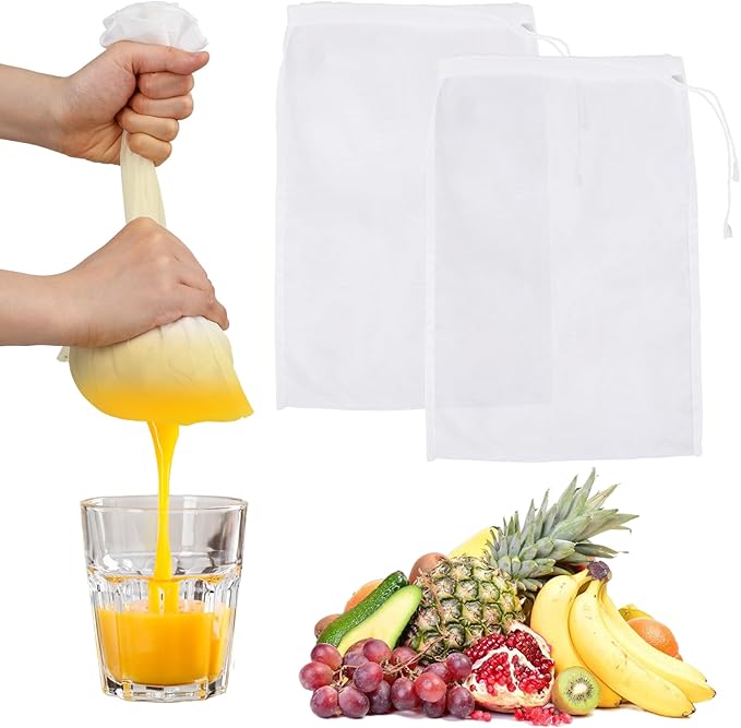 6 Pack Nut Milk Bag Reusable Nylon Cheese Cloth Bag for Straining Washable Fine Mesh Nut Bags Strainer 12×8 In for Straining Fruit Juice Coffee Tea Yogurt Cheese Tofu Cold Brew Filter Bags