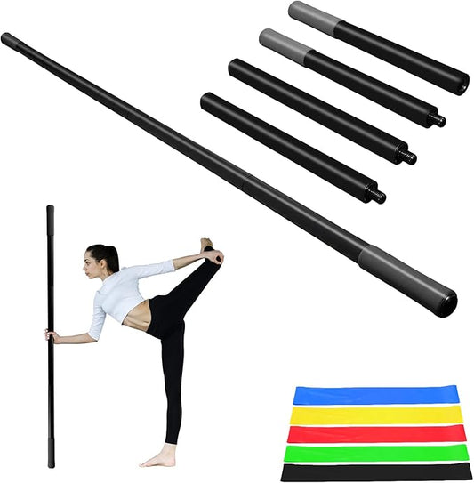 5ft Yoga Stick - Sturdy Steel Adjustable Stretching Stick for Mobility,Flexibility & Balance | Non-Slip Ends & Foam Handles | Exercise Pole for Fitness,Physical Therapy,Posture Correction-FlexoryFit