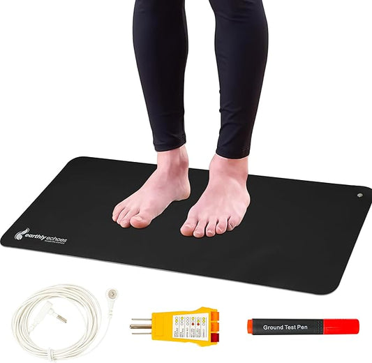 Grounding Mat for Feet, Chair & Yoga | Earthing Grounding Mat for Pain Anxiety Pain Relief, Inflammation | Spacious Grounding Pads for Sleep & Wellness | Includes Grounding Tester, Cable & Mat Tester-FlexoryFit
