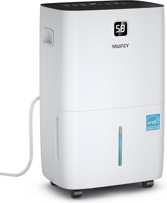 Yaufey 150 Pints Energy Star Dehumidifier for Home, Basement and Large Room up to 7000 Sq. Ft., with Drain Hose, Timer, Intelligent Humidity Control and Large Water Tank