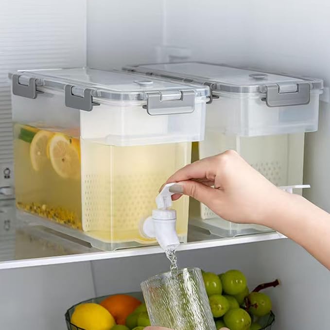 Cold Kettle with Faucet, 2 Pack-6L/1.5 gallon Refrigerator Juice Water Pitcher, Home Plastic Beverage Dispenser, Filter Drink Container for Home, Kitchen, Camping, Party