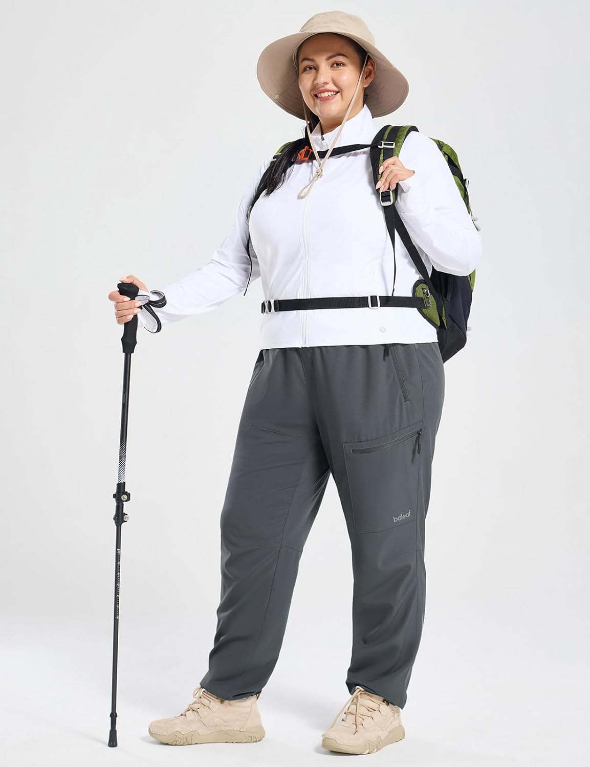 baleaf Plus Size Pants for Women Hiking Cargo Water Resistant UPF 50+ Cargo Joggers Zipper Pockets